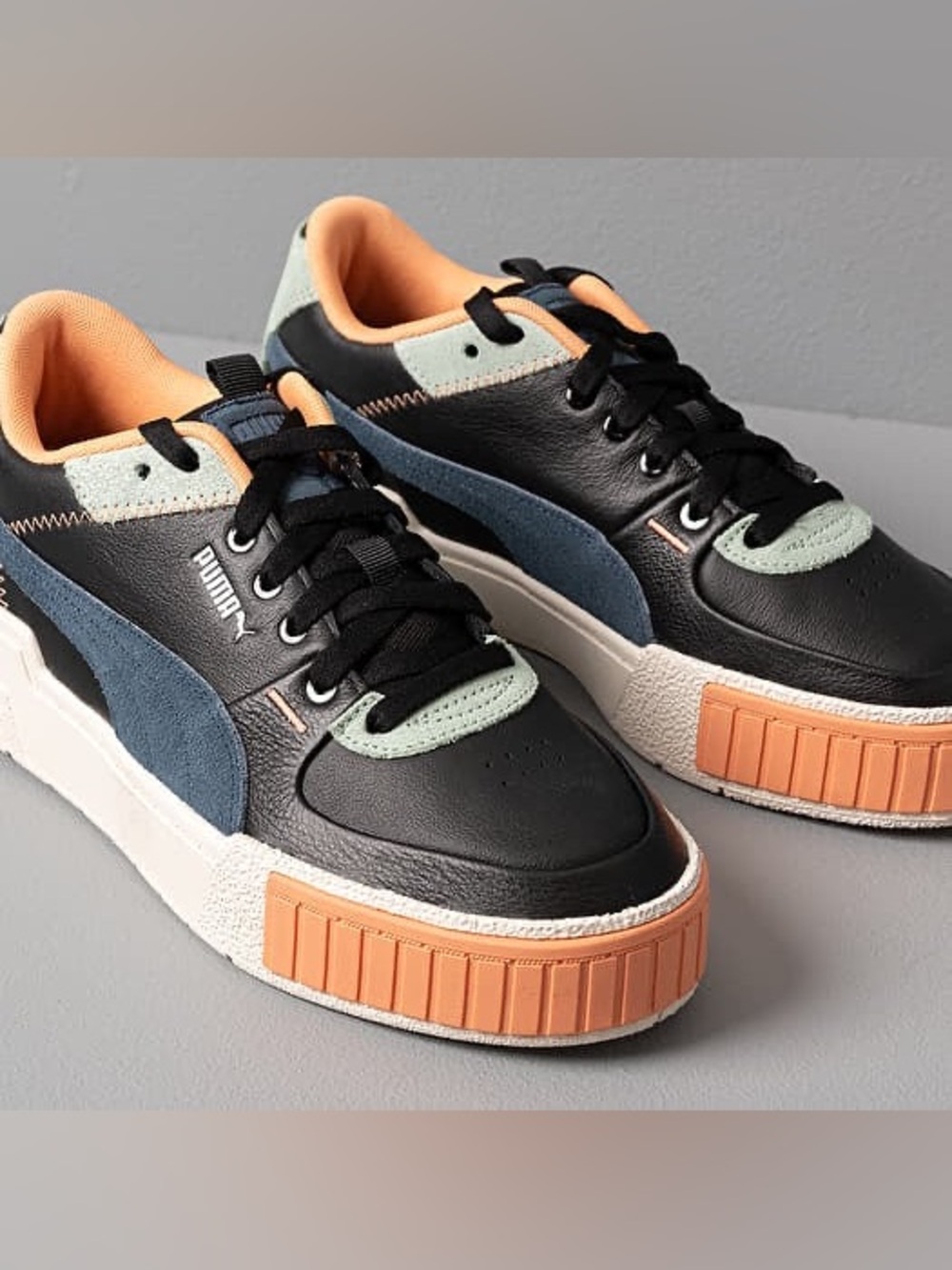 New Puma Cali Sport Mix Colorblock Platform Sneaker Black Marshmellow - Picture 11 of 12